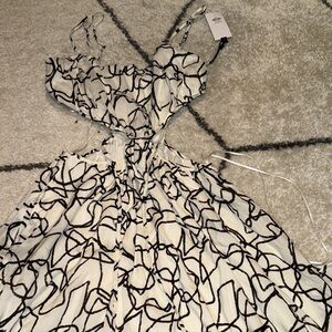 Astr Black and White Backless Dress